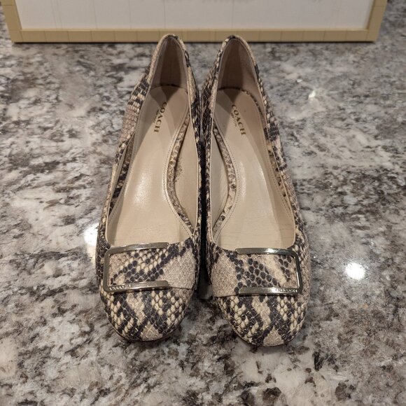 Coach Snakeskin Look All Leather Shoes Size 7.5 - Picture 1 of 5